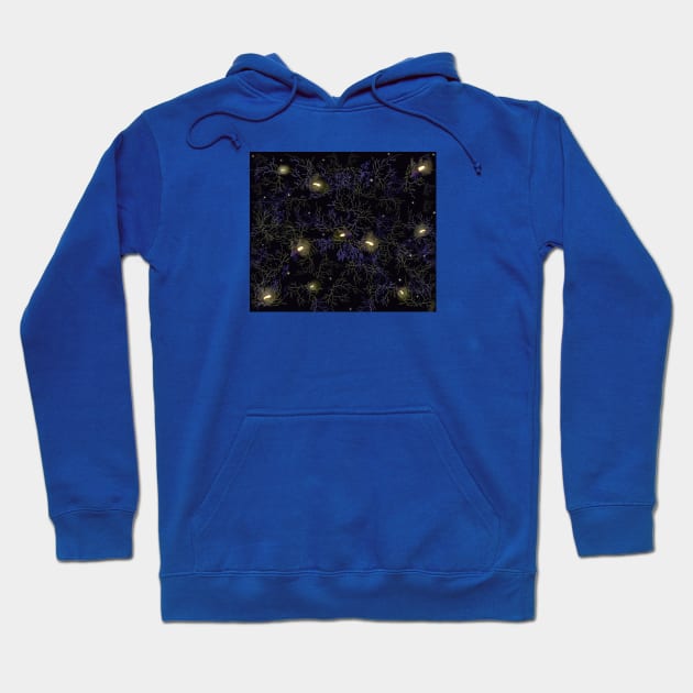 Luminous Night with fireflies Hoodie by Salzanos